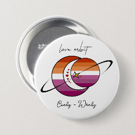 Love Orbit Zon & Maan Zonsondergang Lesbische Vlag Ronde Button 7,6 Cm