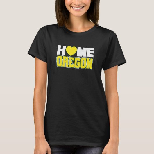 Love Oregon Green & Yellow Oregon Heart Hometown L T-shirt (Voorkant)