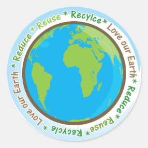 Love Our Earth - Verminder, hergebruik en Recyclen Ronde Sticker