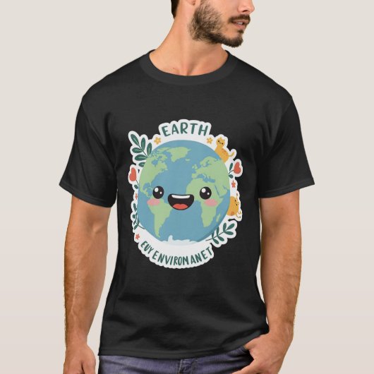 Love Our Planet Earth Sticker man T-shirt (Voorkant)