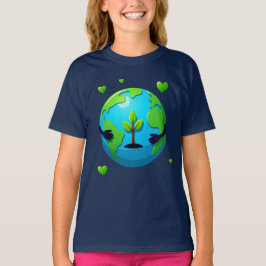 Love Our Planet Eco Earth Tree Girls' T-shirt voor