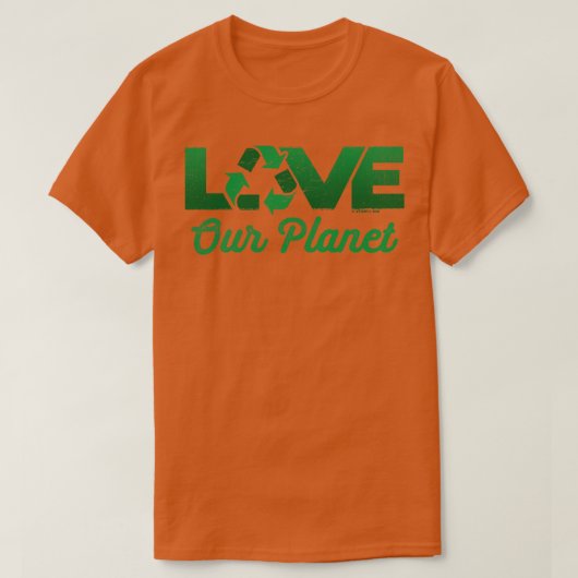 Love Our Planet Reuse Recyclen groen T-shirt (Design voorkant)
