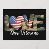 Love Our Veterans Day Proud Military American Flag Kaart (Voorkant)