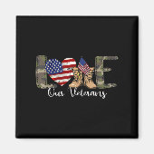 Love Our Veterans Day Trotse Amerikaanse militaire Magneet (Voorkant)