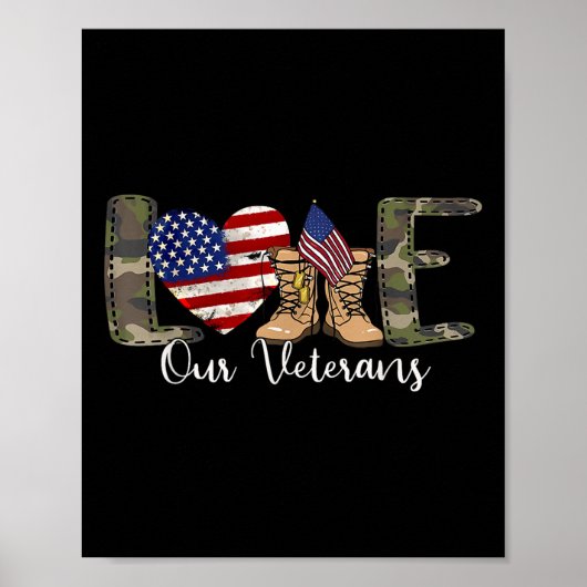 Love Our Veterans Day Trotse Amerikaanse militaire Poster (Voorkant)