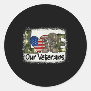 Love Our Veterans US Military Veteran Day Mannen v Ronde Sticker