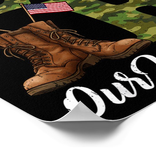 Love Our Veterans Usa Flag Heart Patriotic Army Mi Poster (Hoek)