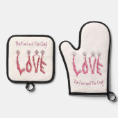 LOVE Oven Mitt en Potholder Set (Voorkant)