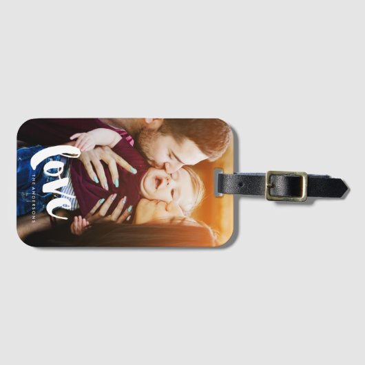 "Love" Overlay Custom Photo Bagagelabel (Voorkant (horizontaal))