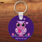 Love Owl die een Sleutelhanger van het Hart en van (Voorkant)