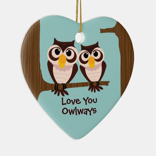 Love Owls Kerstfeestay Ornament (Rechts)