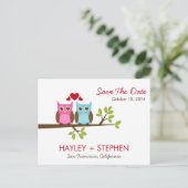 Love Owls Save The Date Kaart (Staand voorkant)