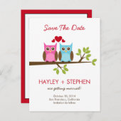 Love Owls Save The Date Kaart (Voorkant / Achterkant)