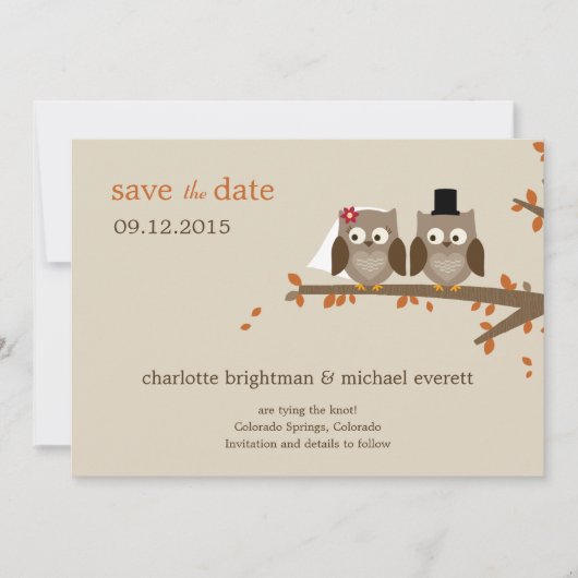 Love Owls Save The Date - Oranje (Voorkant)