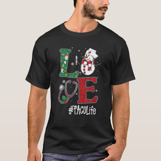 Love PACU Life Stethoscope Snowman Kerstvaccin T-shirt (Voorkant)