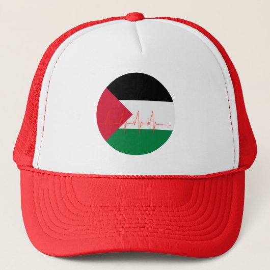 Love Palestine Heart Pulse فلسطي ن | Vrij Palestin Trucker Pet (Voorkant)