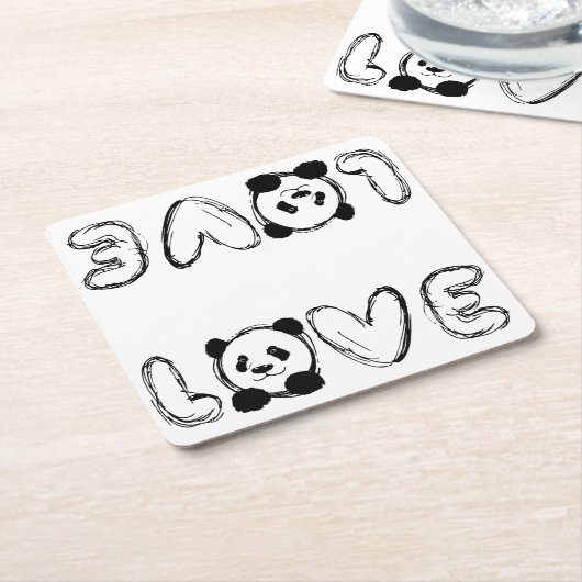 Love Panda Kartonnen Onderzetters (Schuin)