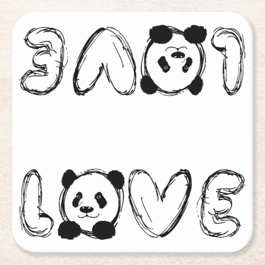 Love Panda Kartonnen Onderzetters (Voorkant)