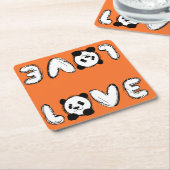Love Panda Kartonnen Onderzetters (Schuin)