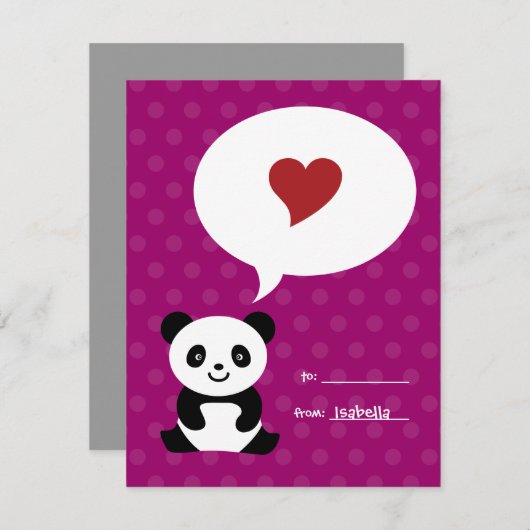 Love Panda Kinder Valentijn Kaart (Voorkant / Achterkant)
