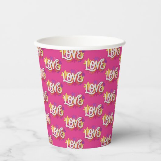 LOVE Paper Cups Papieren Bekers (Voorkant)