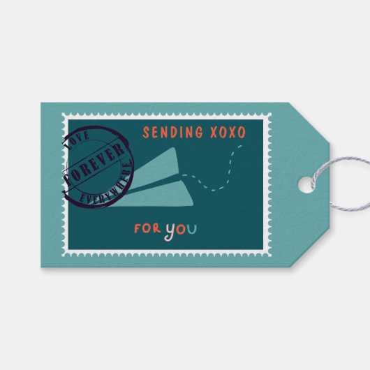 Love Paper Plane Verzendstempel Cadeaulabel (Voorkant (Horizontaal))