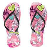 Love Paris France Pink Teenslippers (Voetbed)