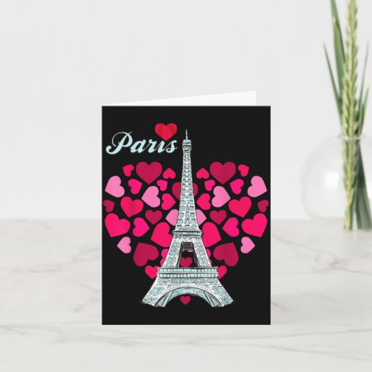 Love Paris Heart Eiffel Tower Souvenir France Fren Kaart (Voorkant)
