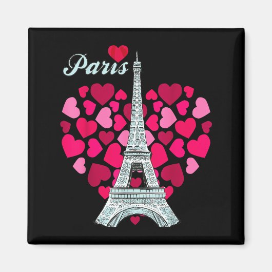 Love Paris Heart Eiffel Tower Souvenir France Fren Magneet (Voorkant)