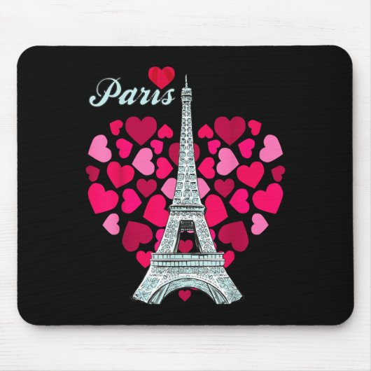 Love Paris Heart Eiffel Tower Souvenir France Fren Muismat (Voorkant)
