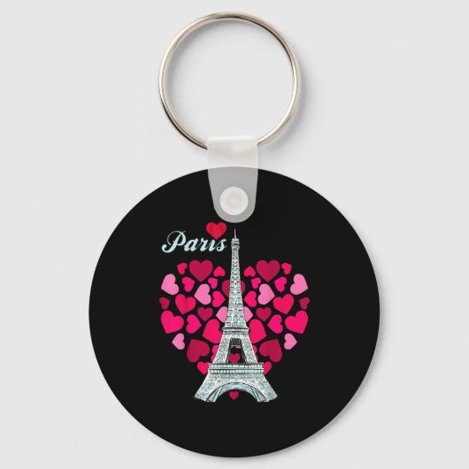 Love Paris Heart Eiffel Tower Souvenir France Fren Sleutelhanger (Voorkant)