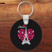 Love Paris Heart Eiffel Tower Souvenir France Fren Sleutelhanger (Voorkant)