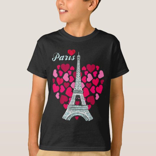 Love Paris Heart Eiffel Tower Souvenir France Fren T-shirt (Voorkant)