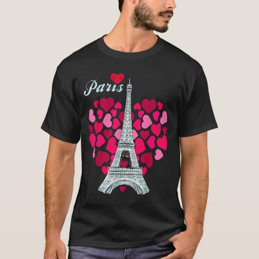 Love Paris Heart Eiffel Tower Souvenir France Fren T-shirt (Voorkant)