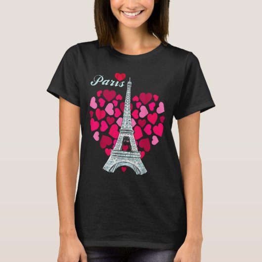 Love Paris Heart Eiffel Tower Souvenir France Fren T-shirt (Voorkant)