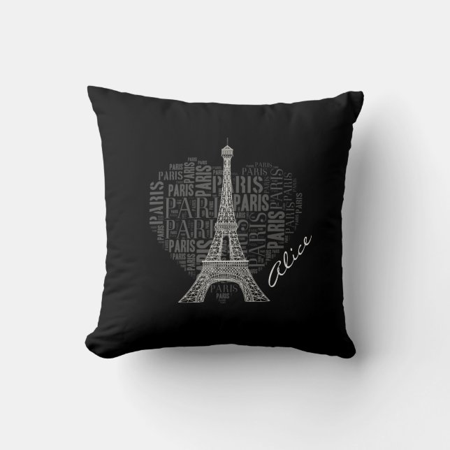 Love Paris | Schattige Eiffeltoren Kussen (Voorkant)