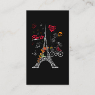 Love Paris Theme Travel France Flower Eiffel Tower Visitekaartje