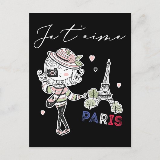 Love Paris Theme Women France Girls Eiffel Tower Briefkaart (Voorkant)
