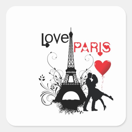 Love Paris Vierkante Sticker (Voorkant)