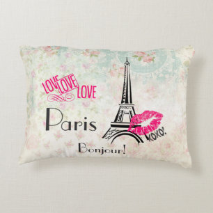 Love Paris with Eiffel Tower on  Pattern Accent Kussen