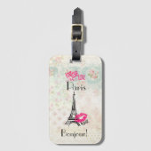 Love Paris with Eiffel Tower on  Pattern Bagagelabel (Voorkant (verticaal))