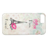 Love Paris with Eiffel Tower on  Pattern Case-Mate iPhone Case (Achterkant (Horizontaal))