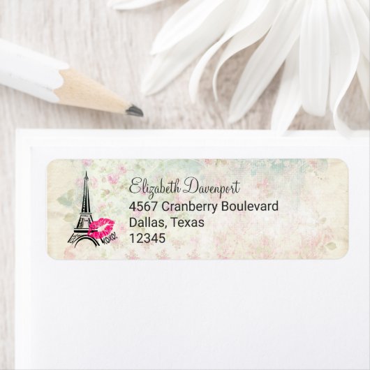 Love Paris with Eiffel Tower on Pattern Etiket (Insitu)