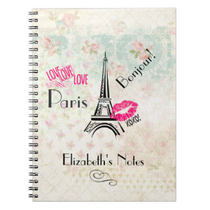 Love Paris with Eiffel Tower on  Pattern Notitieboek