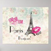 Love Paris with Eiffel Tower on  Pattern Poster (Voorkant)