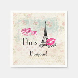 Love Paris with Eiffel Tower on  Pattern Servetten