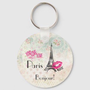 Love Paris with Eiffel Tower on  Pattern Sleutelhanger