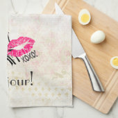 Love Paris with Eiffel Tower on  Pattern Theedoek (Quarter Fold)