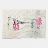 Love Paris with Eiffel Tower on  Pattern Theedoek (Horizontaal)