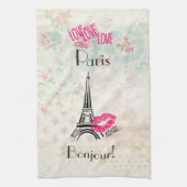 Love Paris with Eiffel Tower on  Pattern Theedoek (Verticaal)
